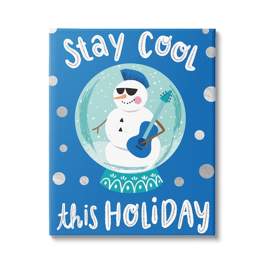 Stupell Industries Stay Cool This Holiday Musician Snowman Canvas Wall Art